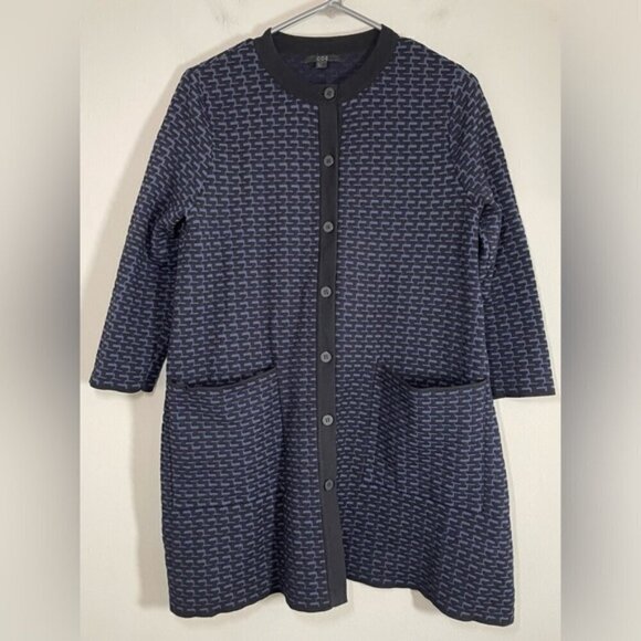 COS Navy Textured Button Front Cardigan size XS - Picture 2 of 6